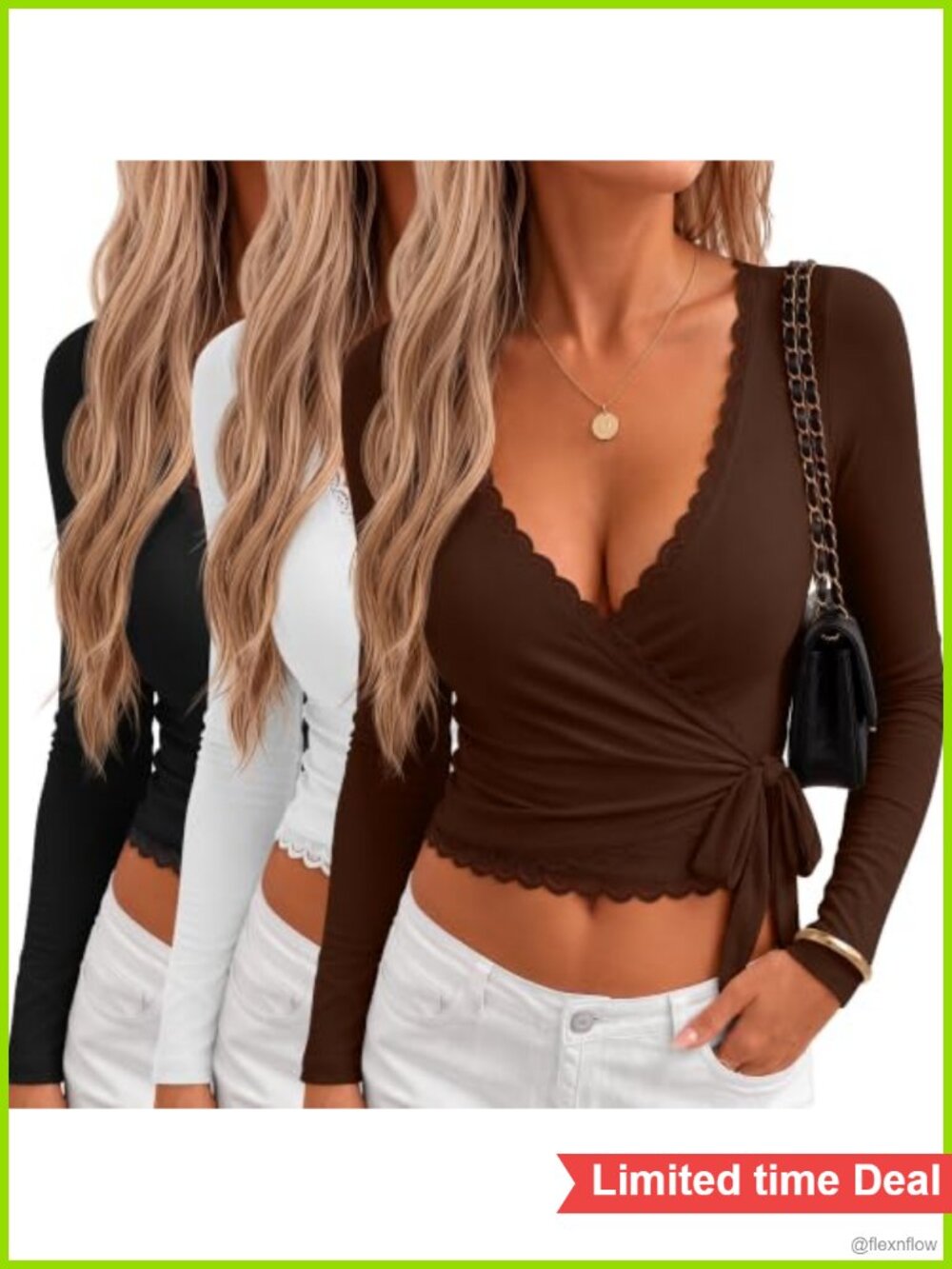 Womens Ballet Wrap Tops Lace 3 Pack Long Sleeve Pilates Yoga Crop